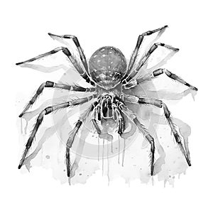 Detailed Grayscale Patterned Spider with Raised Legs